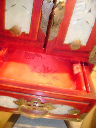 Dove Tail Wooden Jewel Box With Stone Inlaid Detail Unusual photo