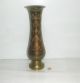 Vintage Solid Brass Vase Floral Paint Red Enamel/cloisonne Vase Middle East photo 2