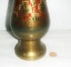 Vintage Solid Brass Vase Floral Paint Red Enamel/cloisonne Vase Middle East photo 4