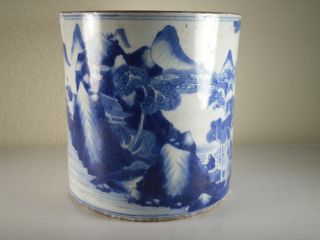Chinese Old Blue And White Brush Pot photo