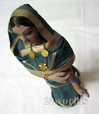 Vintage Old Green Woman Statue India Ethnic Evil Eye - Very Rare photo