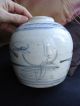 Antique 18thc Qianlong Large Blue & White Ginger Vase Signed Porcelain photo 2