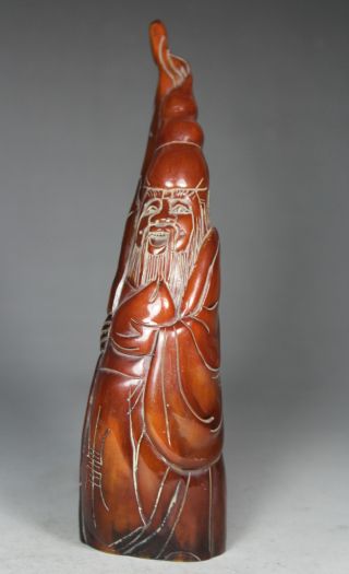 Chinese Old Ox - Horn Handwork Carving Elder Statue photo