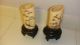 A Pair Of Vintage Japanese Faux Ivory With Gold Inserts Paintings & Scrolls photo 3