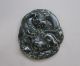 Chinese Hetian Black Green Jade Carved Qilin Crane Pendant Nr Other photo 2