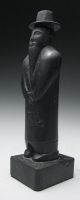 Unusual Primitive Chinese Style Black Carved Stone Scholar Figurine Sculpture Men, Women & Children photo 1