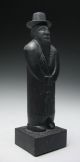Unusual Primitive Chinese Style Black Carved Stone Scholar Figurine Sculpture Men, Women & Children photo 4