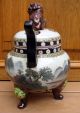 Antique Chinese Famille Verte Asian Porcelain Foo Dog Censer Incense Burners photo 6