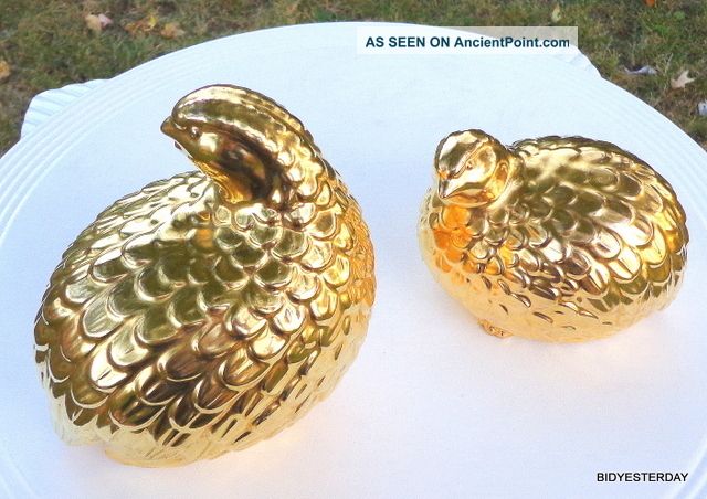 Kutani Vintage Gold Golden Quail Figurines 