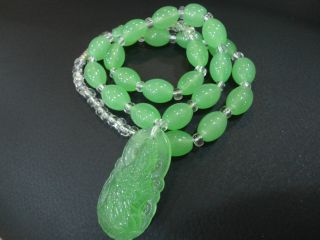 Chinese Jade Necklace&pendant/green Jade Kwan - Yin/necklace&pendant/47mm Length photo