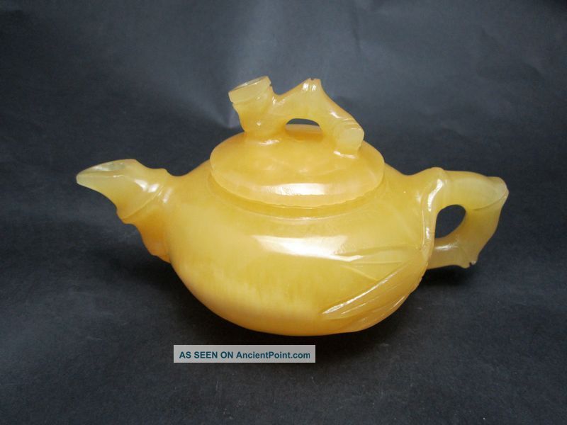 100% Natural Mihuang Jade Teapots & Lid W Bamboo Nr Teapots photo