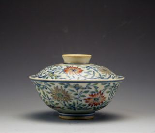 Rare Set Of Antique Qing Jiaqing Mk Famille Verte Doucai Floral Porcelain Bowl photo