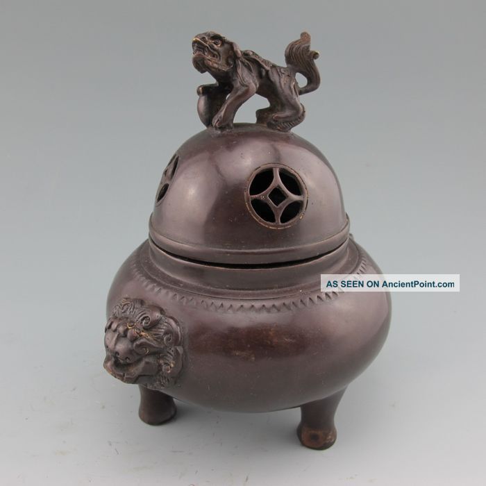 Chinese Bronze Incense Burner W Kangxi Mark Nr Incense Burners photo
