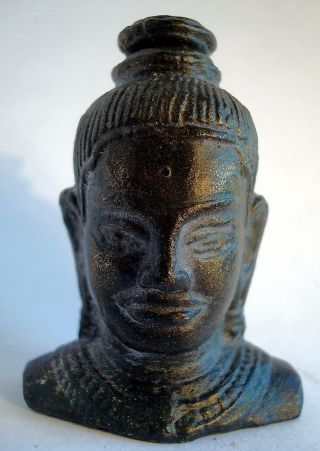 Classic And Lovely Khmer Cambodia,  Bronze Buddha Head Statue,  Antiquity photo