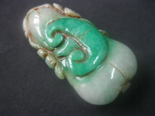 New Arrive Chinese Antique Old Green Jadeite Pendant /ruyi&gourd&panada photo