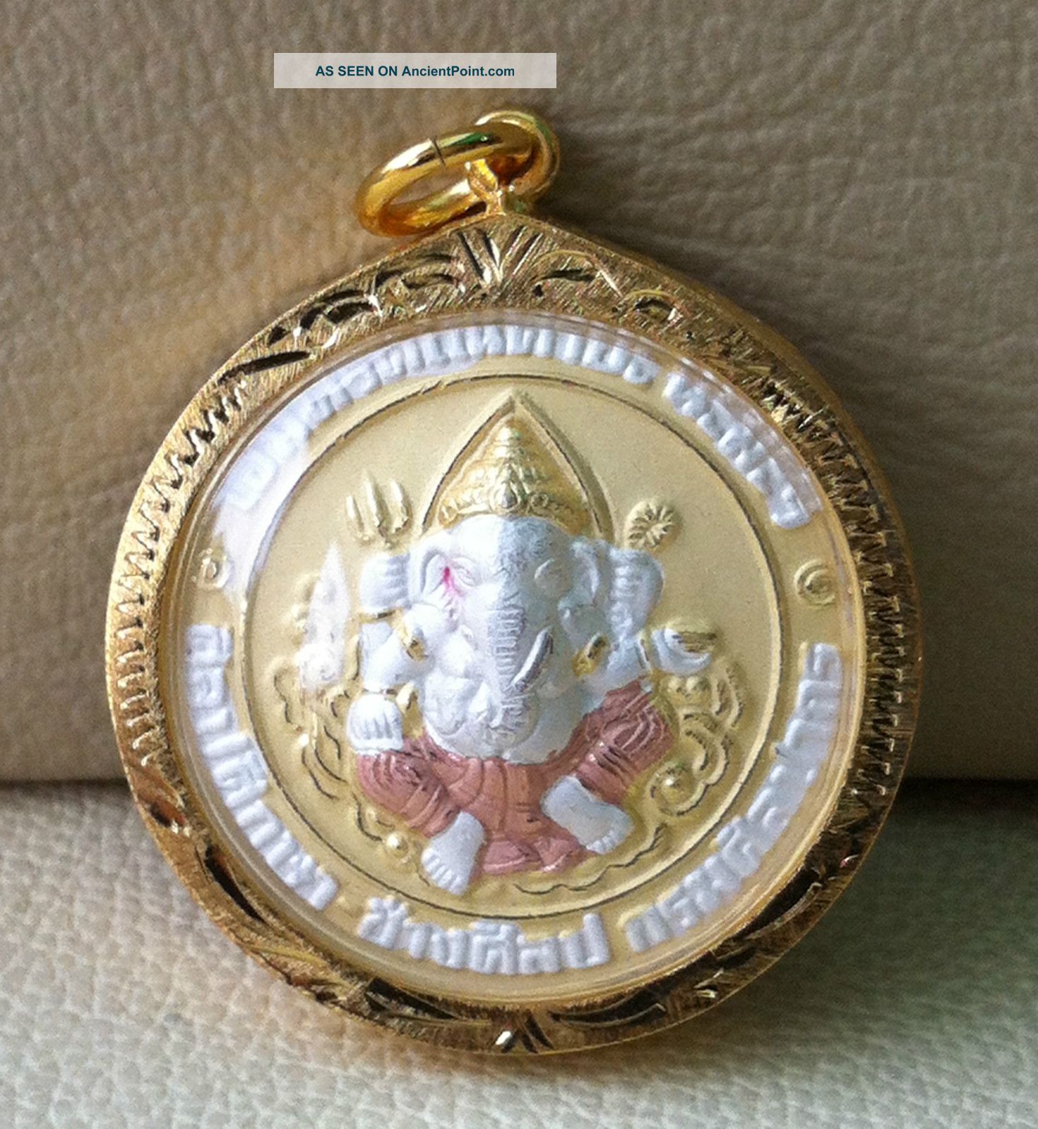 Lord Ganesh Om Hindu Charm Thai Success Amulet Talisman Amulets photo