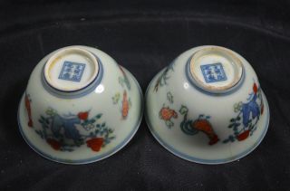 A Pair Antiques Porcelain Bucket Color Porcelain Chicken Bowl photo