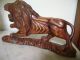 Antique Rare Large Chinese Hand Carved Foo Dog/lion/wooden Statue 13 X 8 Foo Dogs photo 1