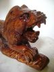 Antique Rare Large Chinese Hand Carved Foo Dog/lion/wooden Statue 13 X 8 Foo Dogs photo 2