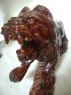 Antique Rare Large Chinese Hand Carved Foo Dog/lion/wooden Statue 13 X 8 Foo Dogs photo 3