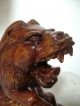 Antique Rare Large Chinese Hand Carved Foo Dog/lion/wooden Statue 13 X 8 Foo Dogs photo 4