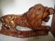 Antique Rare Large Chinese Hand Carved Foo Dog/lion/wooden Statue 13 X 8 Foo Dogs photo 7