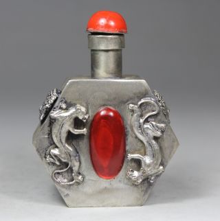 Chinese Handwork Copper Wall Gecko Old Snuff Bottle photo