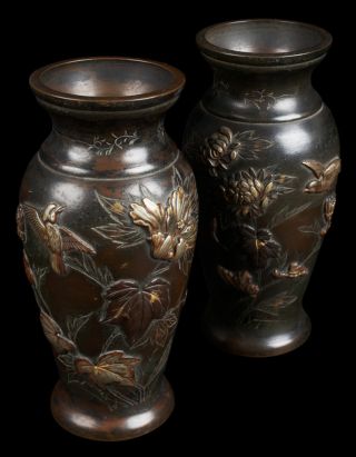 Japanese Meiji Antique Bronze Vases - 19th Century photo