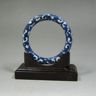Antique Chinese Qing Dynasty Blue And White Porcelain Bracelet photo