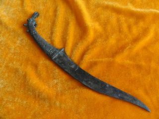 Chinese Bronze Sword Spearhead Carven Ox Handle Old Unique photo