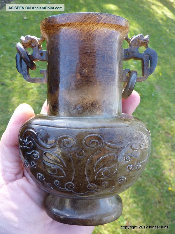 Nr Antique Chinese Jade Archaic Vase 19thc Qing Carving Jade Vases photo