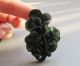 Chinese Hetian Black Green Jade Carved Flowers Pendant Nr Other photo 1