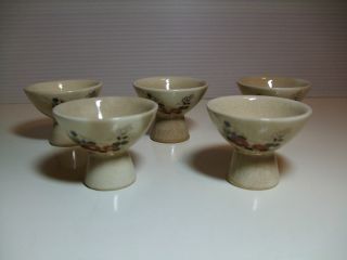 5x Antique Japanese Satsuma Ware Sake Cup,  Pottery,  Guinomi,  Ochoko,  Handmade photo