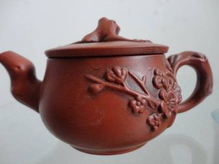 Chinese Yixing Zisha Teapot Purplish Red Carven Wintersweet Exquisite 09 photo