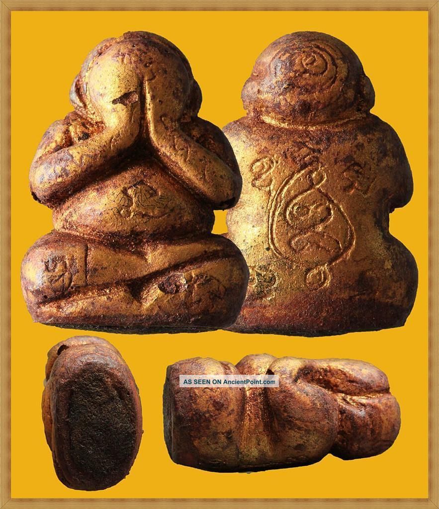 Real Thai Amulet Buddha Pendent Phra Pidta Lp.  Perm Wat Klang Bang Kaew Very Rare Amulets photo