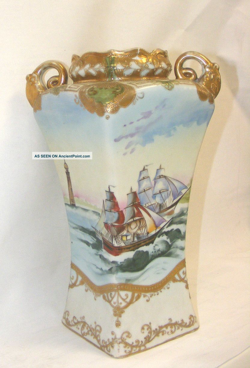 Antique Hand Painted Imperial Japanese Nippon Vase Vases photo