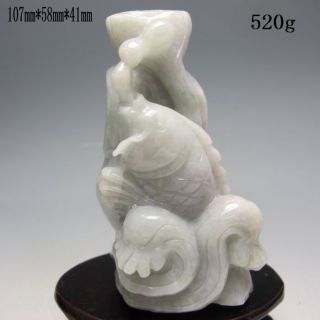 100% Natural Jadeite Jade Hand - Carved Statue - - - Fish Nr/xb1938 photo