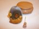 Carved Snuff Bottle - Shaded Grey - Brn Banded Agate W/ Goldfish - Pearl Top & Base Snuff Bottles photo 5