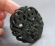 Chinese Hetian Black Green Jade Hollow Out Carved Bats Pendant Nr Other photo 2