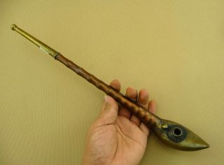 Chinese Classical Old Copper Small - Bowled Long - Stemmed (tobacco) Pipe/10 - 044 photo