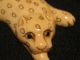 Antique Japanese 象牙 Ox Bone Okimono Flat Figure Leopard Enamel Eyes Signed Netsuke photo 1