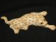Antique Japanese 象牙 Ox Bone Okimono Flat Figure Leopard Enamel Eyes Signed Netsuke photo 2