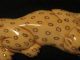 Antique Japanese 象牙 Ox Bone Okimono Flat Figure Leopard Enamel Eyes Signed Netsuke photo 5