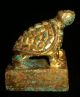 Chinese Han Royal Reward Military Gen Stamp Gold Bronze Tortoise Statue Seal关内侯印 Seals photo 1