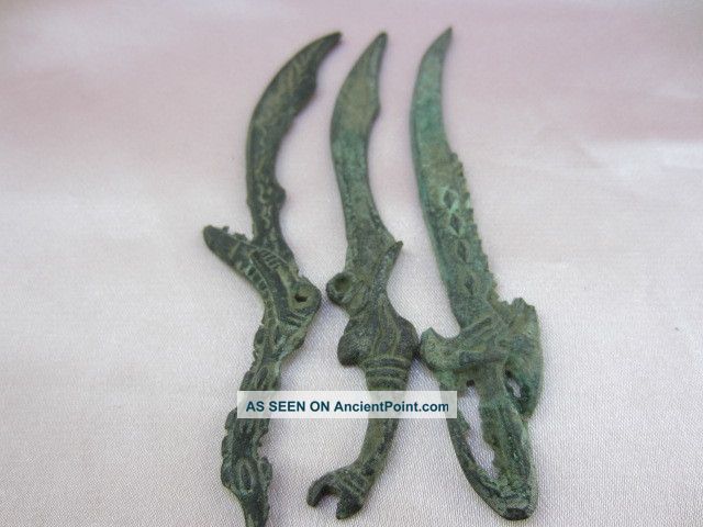 Collection Antique Chinese Bronze Delicate Weapon Knife & Sword - - - Fe India photo