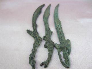 Collection Antique Chinese Bronze Delicate Weapon Knife & Sword - - - Fe photo