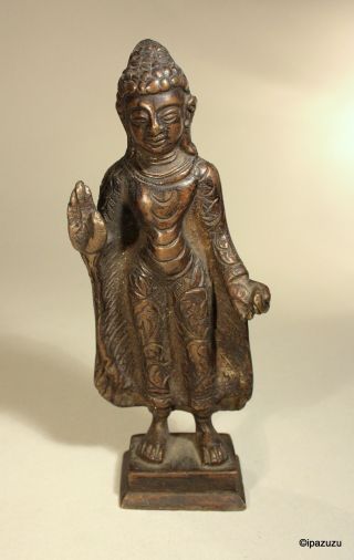 Indian Bronze Buddha Shakyamuni In Abhaya - Mudra photo