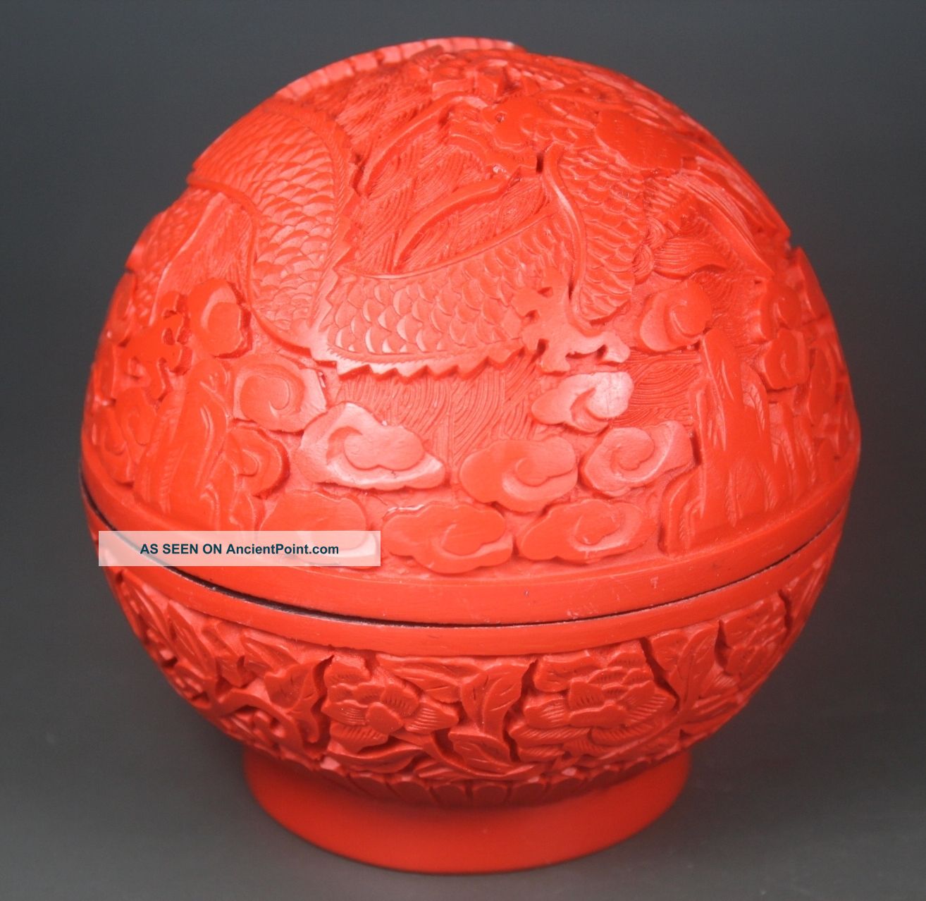 Chinese Handwork Carving Dragon Old Lacquer Jewel Box Boxes photo