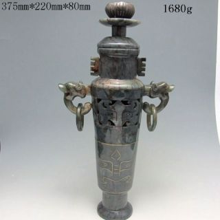 Old Antique 18 - 19th Chinese Jade Hand - Carved Pot & Lid W Dragon Nr/pc1432 photo