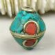 Js150 Chinese Tibetan Handmade Turquoise Brass Dzi Beads Pendant Other photo 1